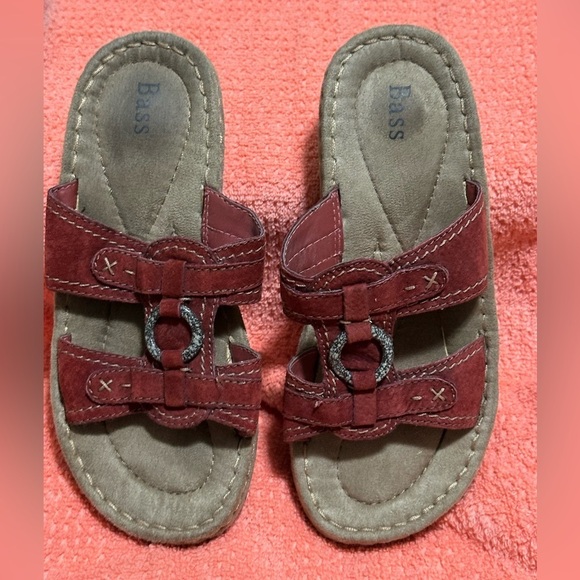 Bass Shoes - Bass Red and Brown Sandals with Leather Straps